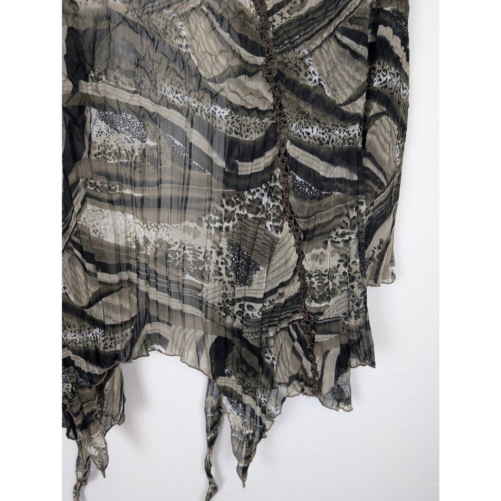 Alberto Makali Cardigan Crinkle Open Front Lace Mixed Animal Print Black Size M - Picture 7 of 10